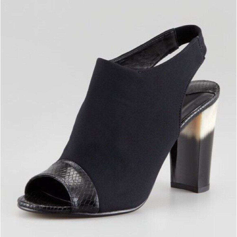 Donald J Pliner Mink Women's 6.5M Heels Black Leather Snake Embossed Slingback